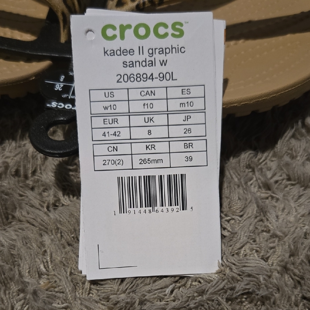CROCS Tan Leopard Print Sandals - Picture 2 of 7